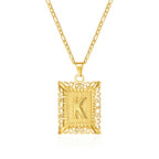 Necklace with rectangular initial pendant k