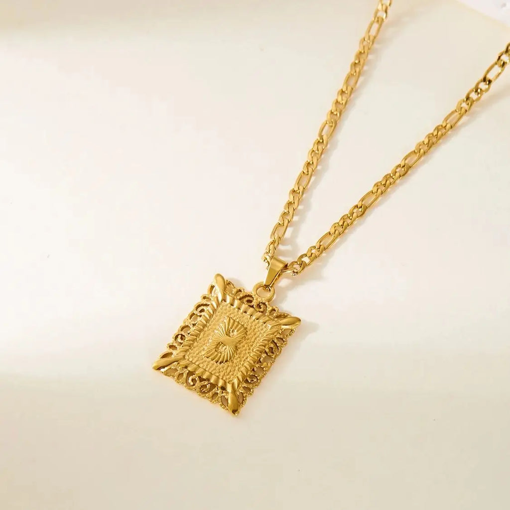 Necklace with rectangular initial pendant b