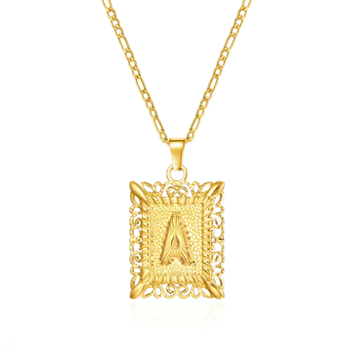 Necklace with rectangular initial pendant a