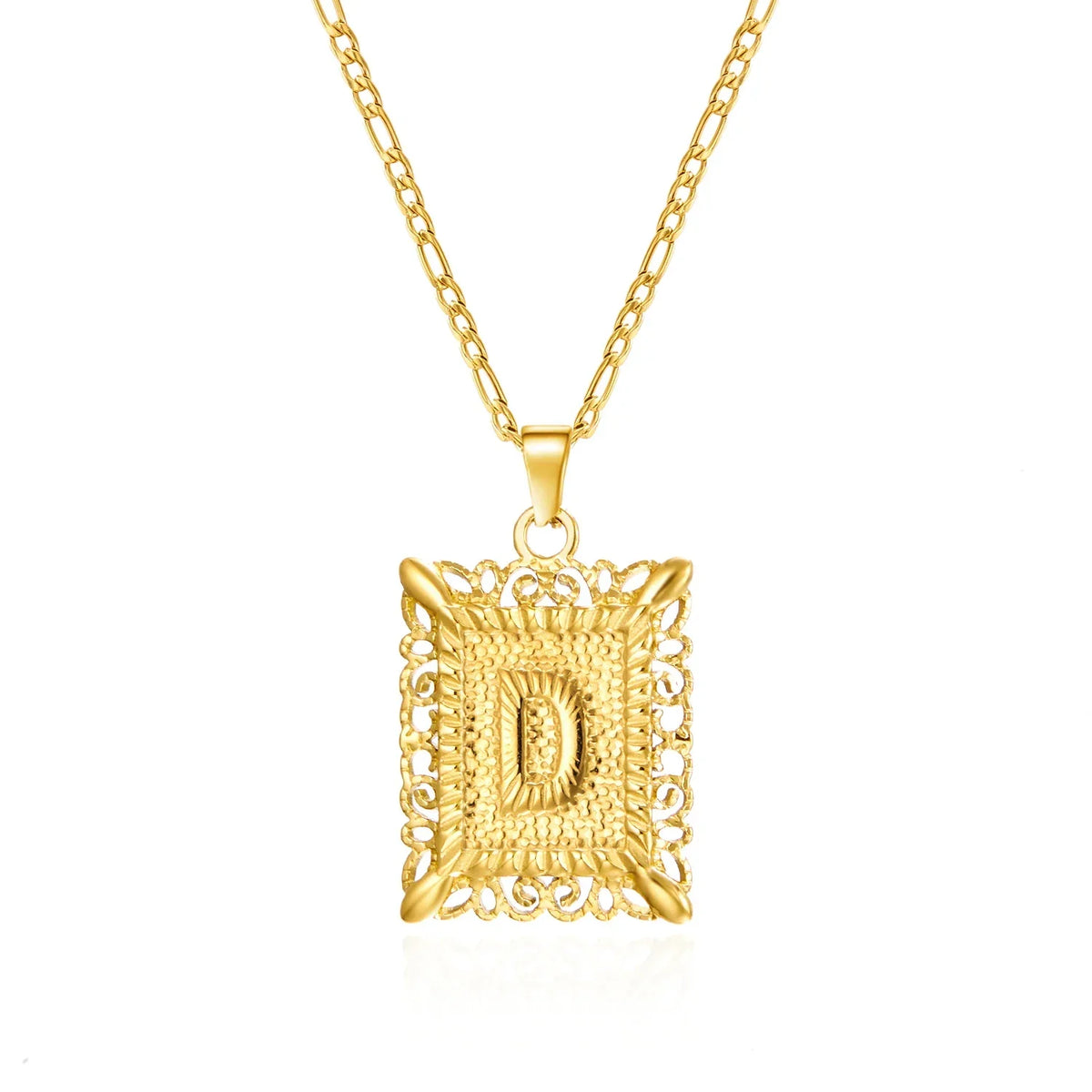 Necklace with rectangular initial pendant d