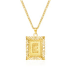 Necklace with rectangular initial pendant e