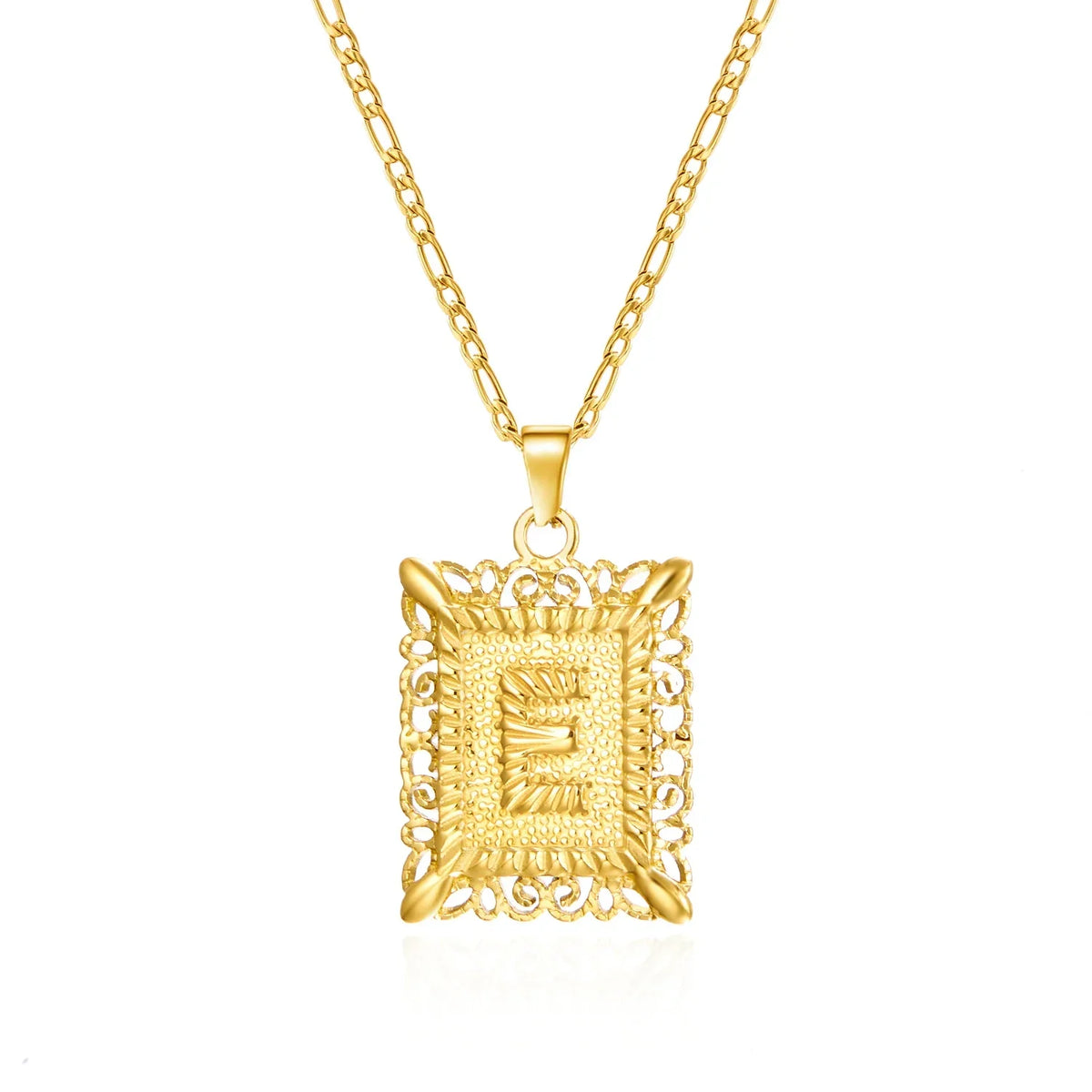 Necklace with rectangular initial pendant e