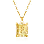 Necklace with rectangular initial pendant f