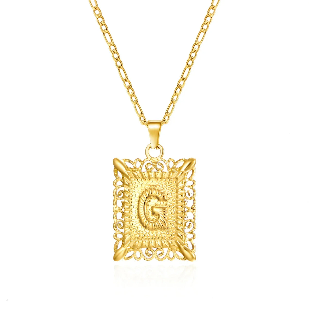 Necklace with rectangular initial pendant g