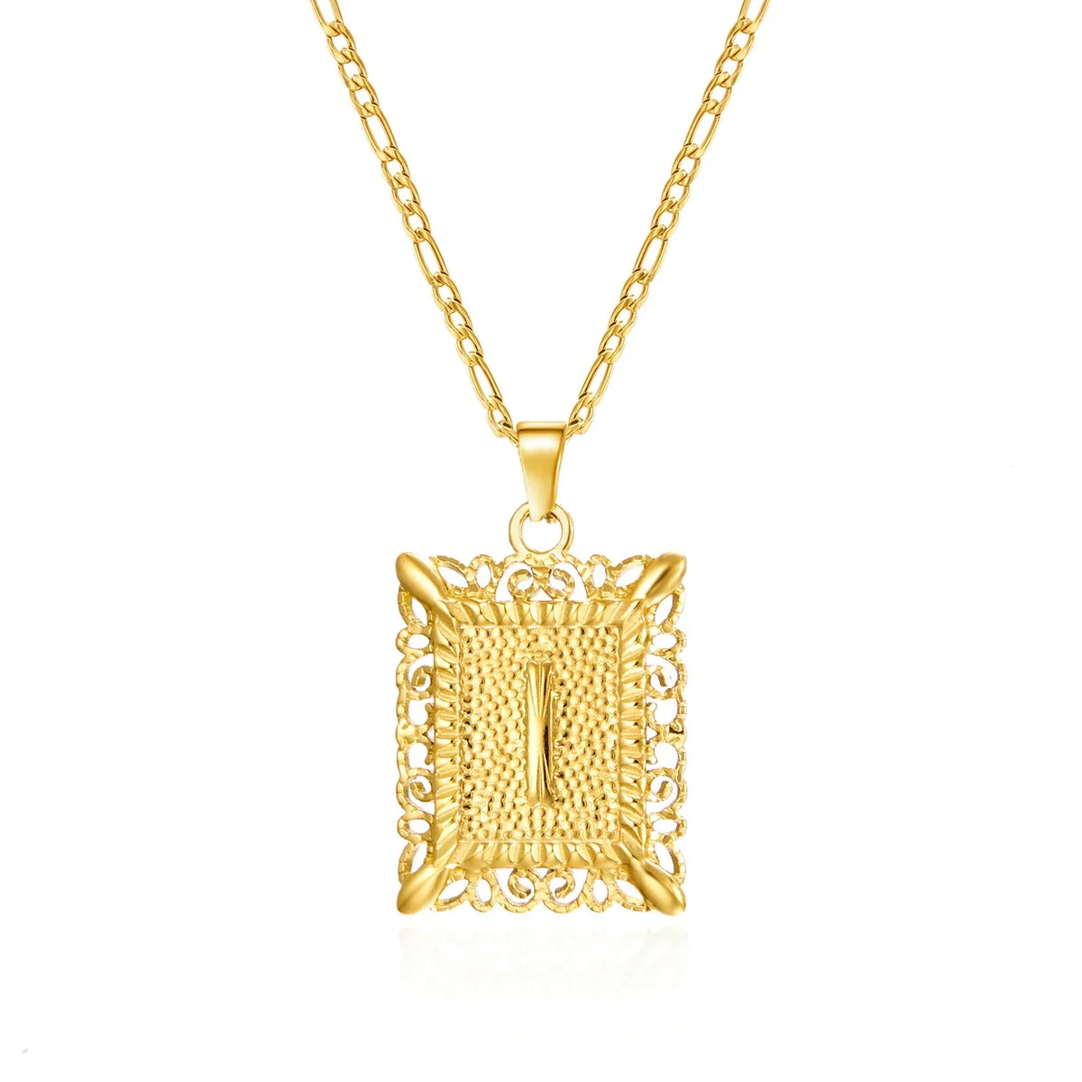 Necklace with rectangular initial pendant i