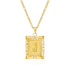 Necklace with rectangular initial pendant j