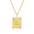 Necklace with rectangular initial pendant m