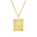 Necklace with rectangular initial pendant n