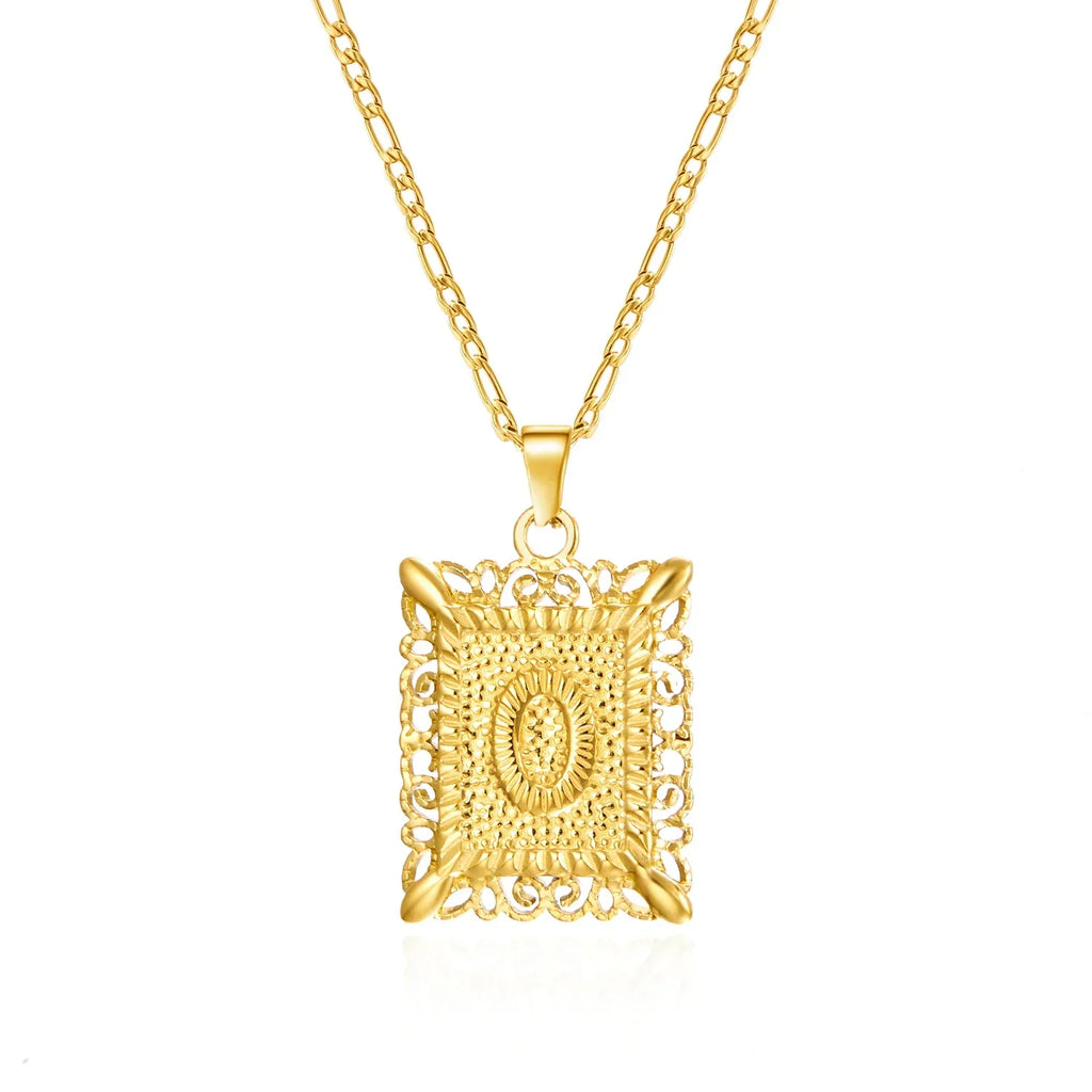 Necklace with rectangular initial pendant o