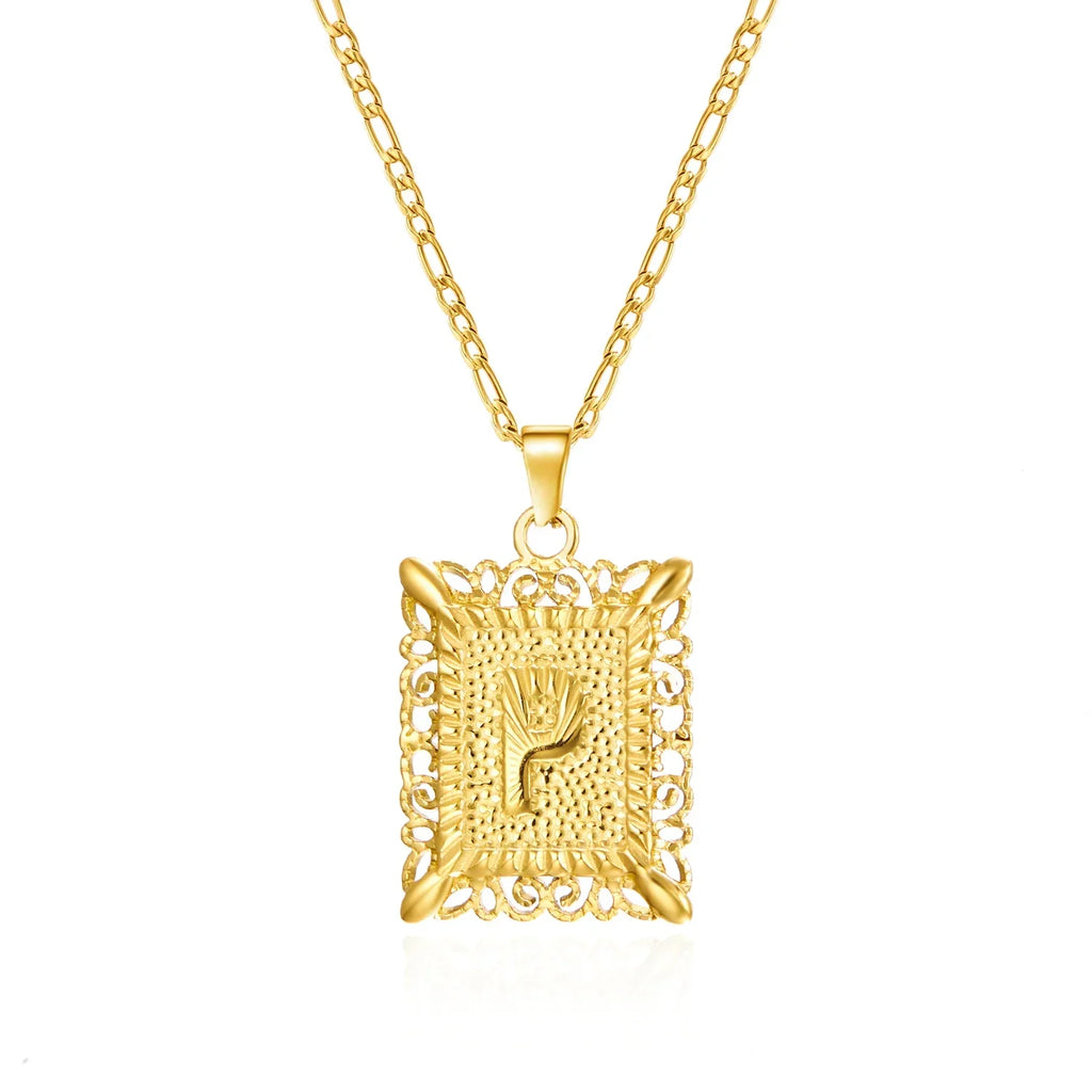 Necklace with rectangular initial pendant p