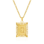 Necklace with rectangular initial pendant q