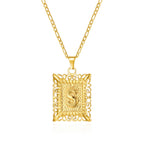 Necklace with rectangular initial pendant s