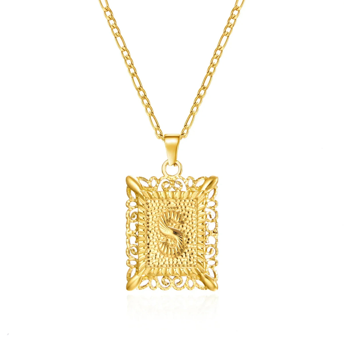 Necklace with rectangular initial pendant s