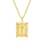 Necklace with rectangular initial pendant t