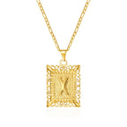 Necklace with rectangular initial pendant x