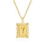 Necklace with rectangular initial pendant y