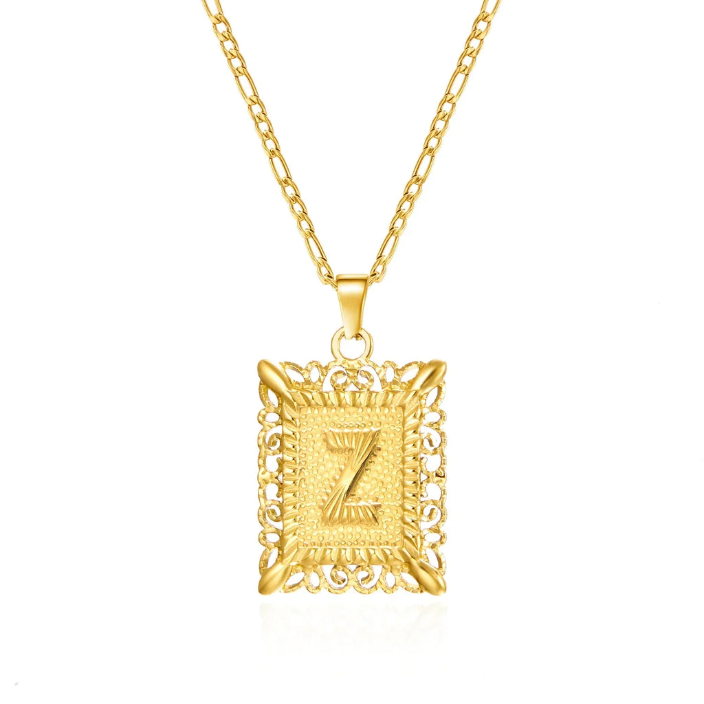 Necklace with rectangular initial pendant z