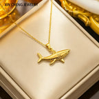 Gold shark pendant necklace