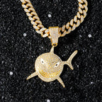 Necklace with Gold Rhinestone Shark Pendant