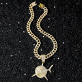 Necklace with Gold Rhinestone Shark Pendant