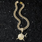 Necklace with Gold Rhinestone Shark Pendant