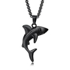 Black Men's Necklace with Shark Pendant