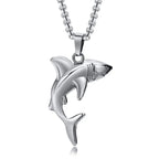 Silver Men's Necklace with Shark Pendant