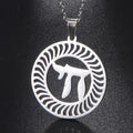 Necklace with round pendant and Hebrew letter Chai
