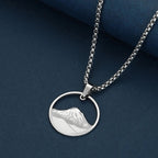 Necklace with Silver Round Mountain Pendant
