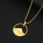 Necklace with Gold Round Mountain Pendant