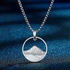 Necklace with Silver Round Mountain Pendant