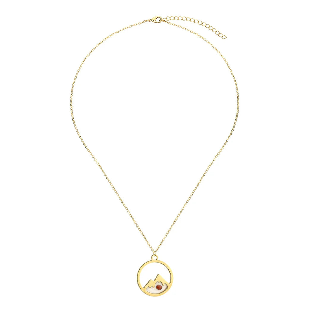 Necklace with Round Mountain and Seed Pendant