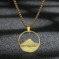 Necklace with Gold Round Mountain Pendant