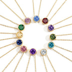 Necklace with round birthstone pendant for women