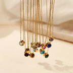 Necklace with round birthstone pendant for women