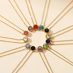 Necklace with round birthstone pendant for women