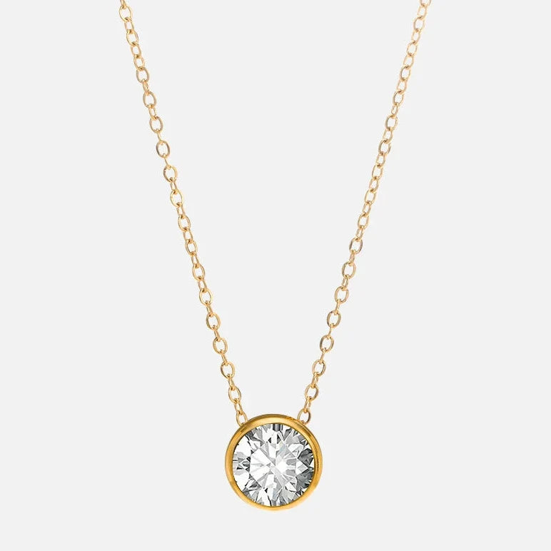Necklace with round birthstone pendant for women