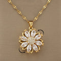 Necklace with Rotating Flower Pendant Anti-Stress for Women