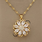 Necklace with Rotating Flower Pendant Anti-Stress for Women