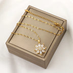 Necklace with Rotating Flower Pendant Anti-Stress for Women