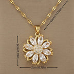 Necklace with Rotating Flower Pendant Anti-Stress for Women