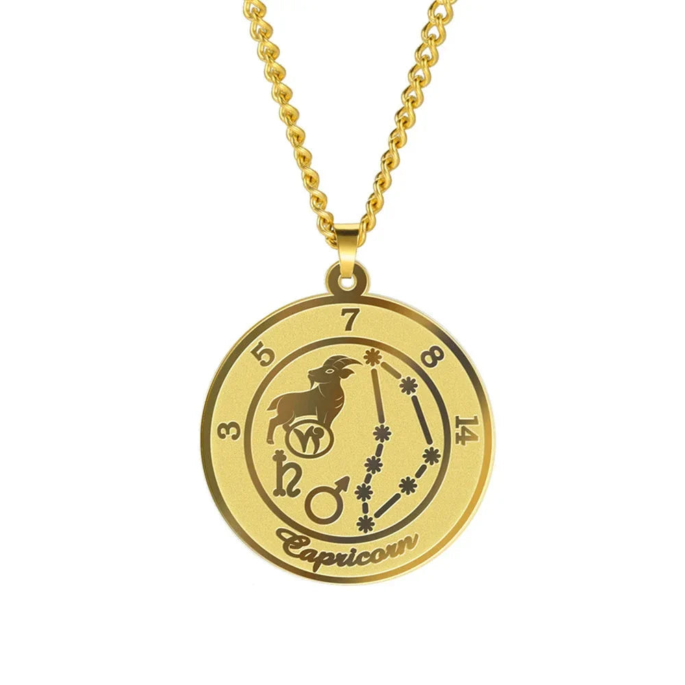 Necklace with Zodiac Sign Pendant for Men or Women