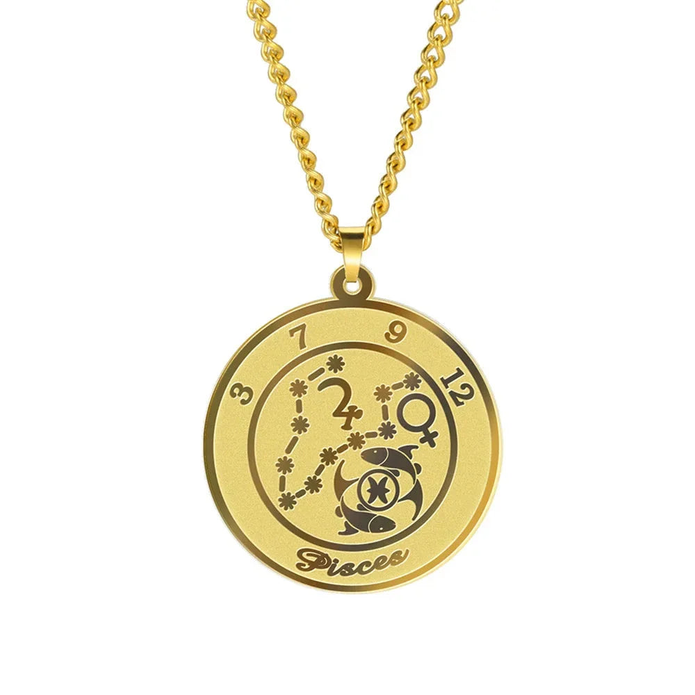 Necklace with Zodiac Sign Pendant for Men or Women