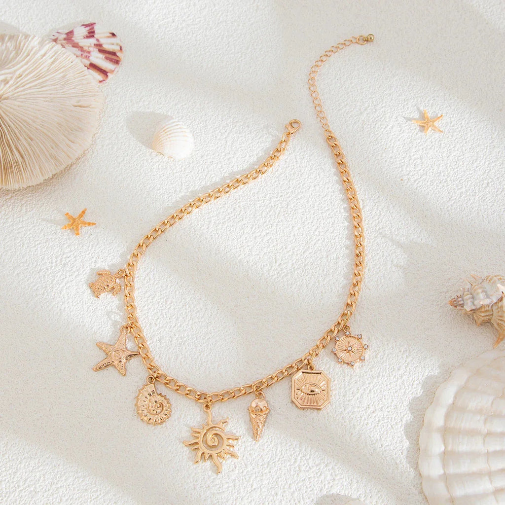 Necklace with Sun Pendant and Shells 2