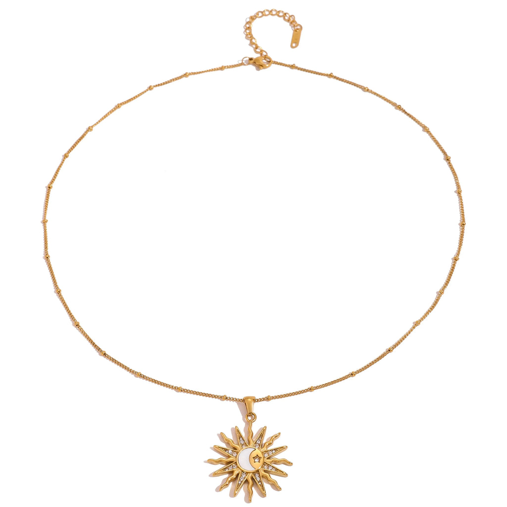 Necklace with Charming Sun and Moon Pendant