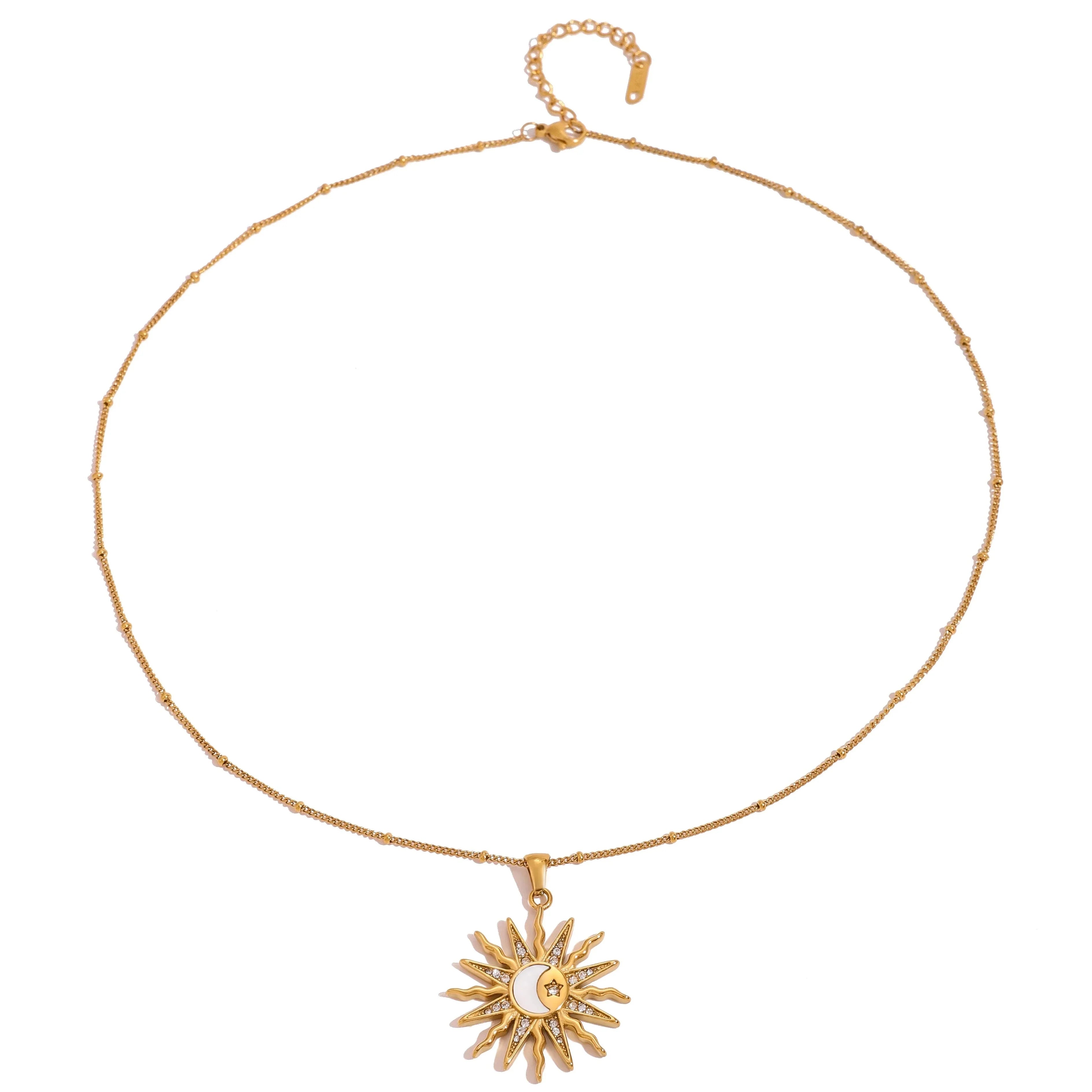 Necklace with Charming Sun and Moon Pendant