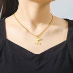 Necklace with symbolic Berber "yaz" Arabic pendant for women, gold-tone