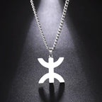 Necklace with symbolic Berber "yaz" Arabic pendant for women, silver-tone