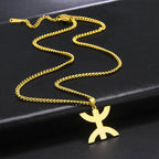 Necklace with symbolic Berber "yaz" Arabic pendant for women, gold-tone