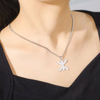 Necklace with symbolic Berber "yaz" Arabic pendant for women, silver-tone